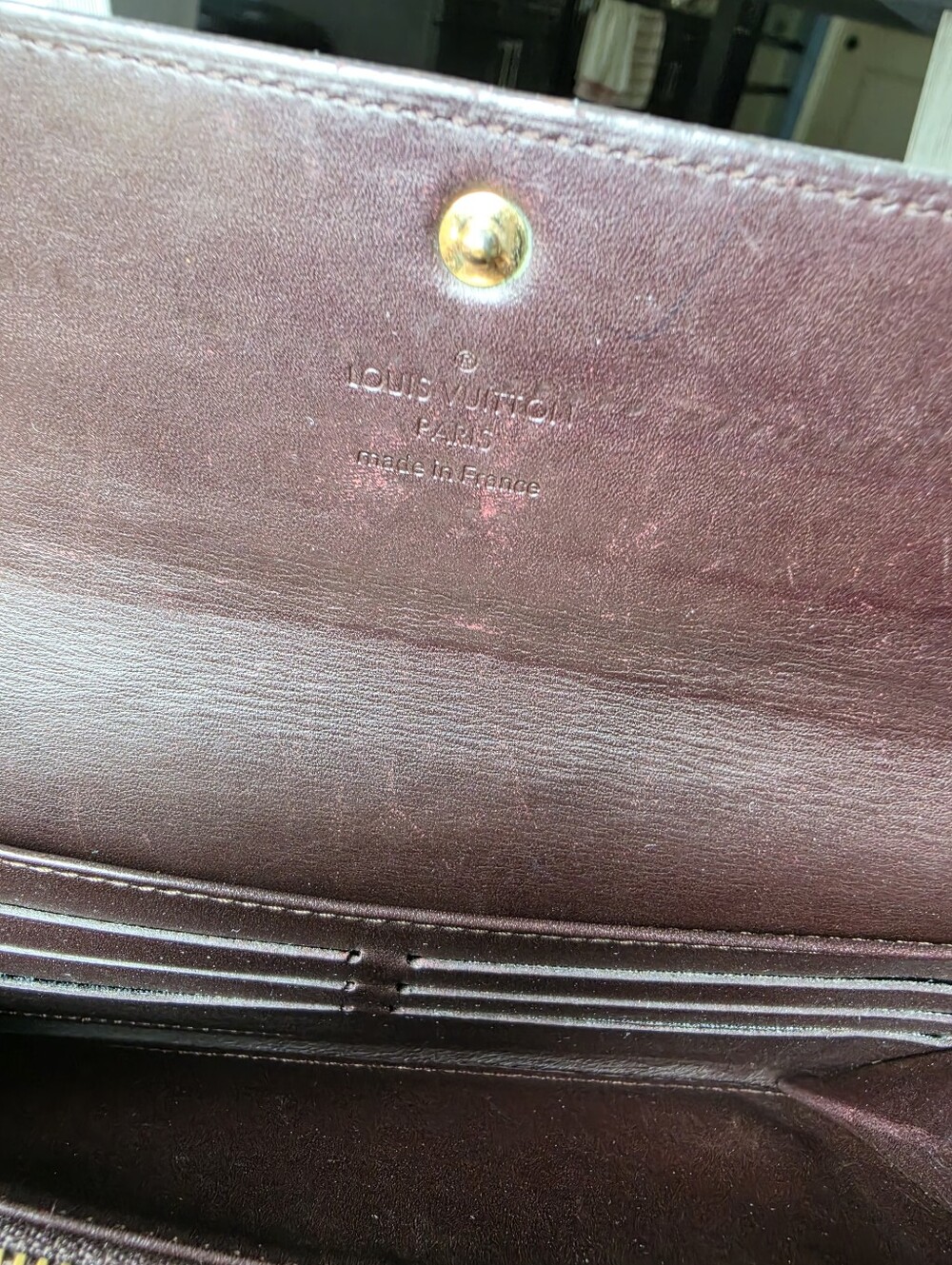Authentic Louis Vuitton Sarah Patent Monogram Wallet in Deep Burgundy - Picture 10 of 14